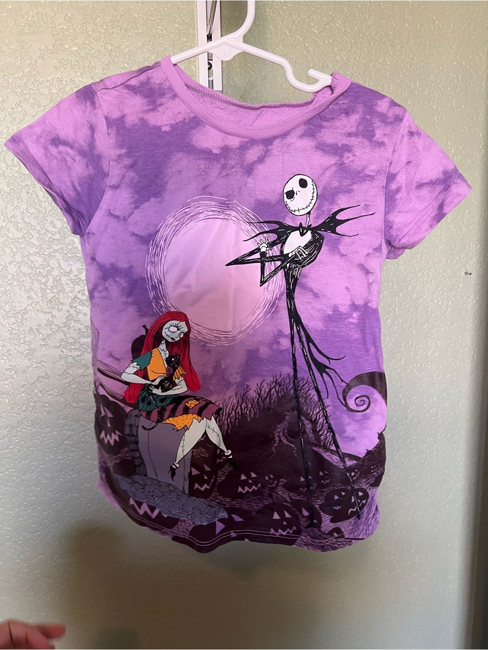 Disney Purple Tie-Dye Nightmare Before Christmas Tee with Black Character Print